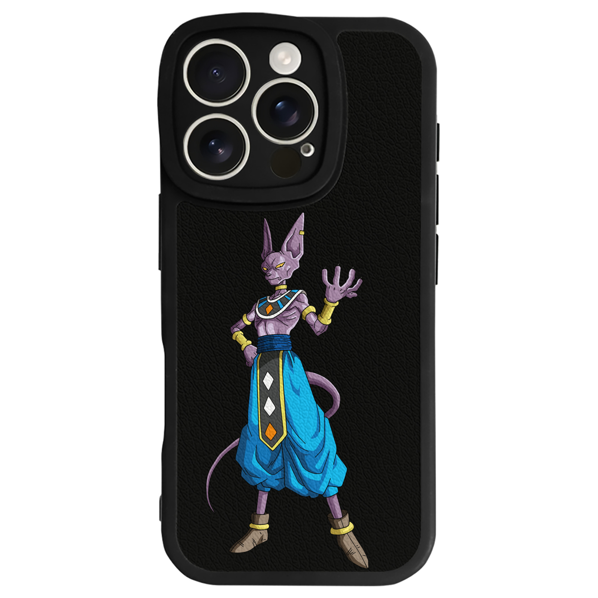 （画像用） ドラゴンボール ビルス 破壊神ビルス DRAGON BALL Beerus Birusu 【iPhone 16シリーズ対応】シリコンスマホケース（レザー調） 材質：シリコン
